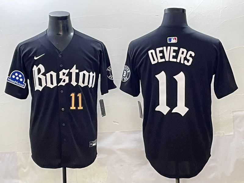 Men 2025 Boston Red Sox 11 Devers Black Five generations Joint Name Nike MLB Jersey style 3